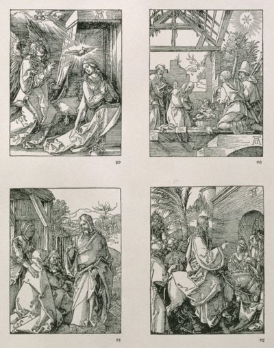 Serien "Small Passion" (TL-BR): (TLR: Små passioner, The Annunciation; The Adoration of the Shepherds; Christ Taking Leave of his Mother; Christ